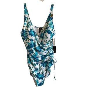 NIPTUCK Elegant Blue Floral Women's One Piece Swimsuit